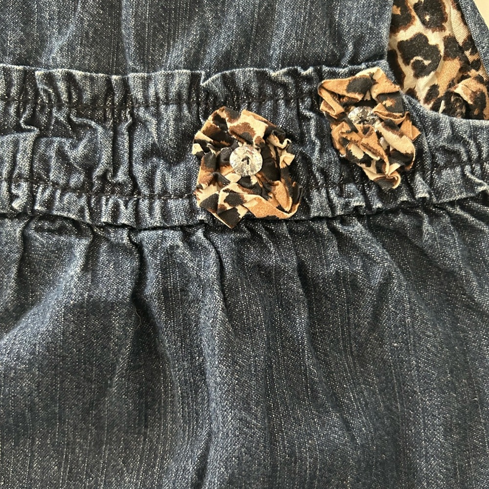 baby girl denim dress w/ cheetah detailing